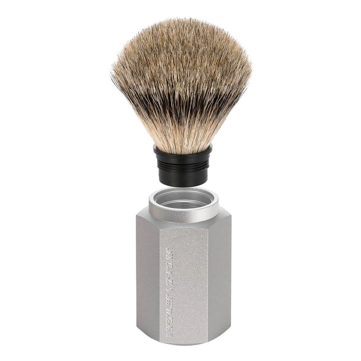 Mark Braun Silvertip Badger Rakborste, 21 mm, Hexagon, Silver Aluminium