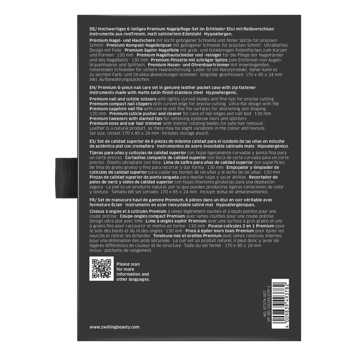 Manikyrset, 6 delar, Svart läder