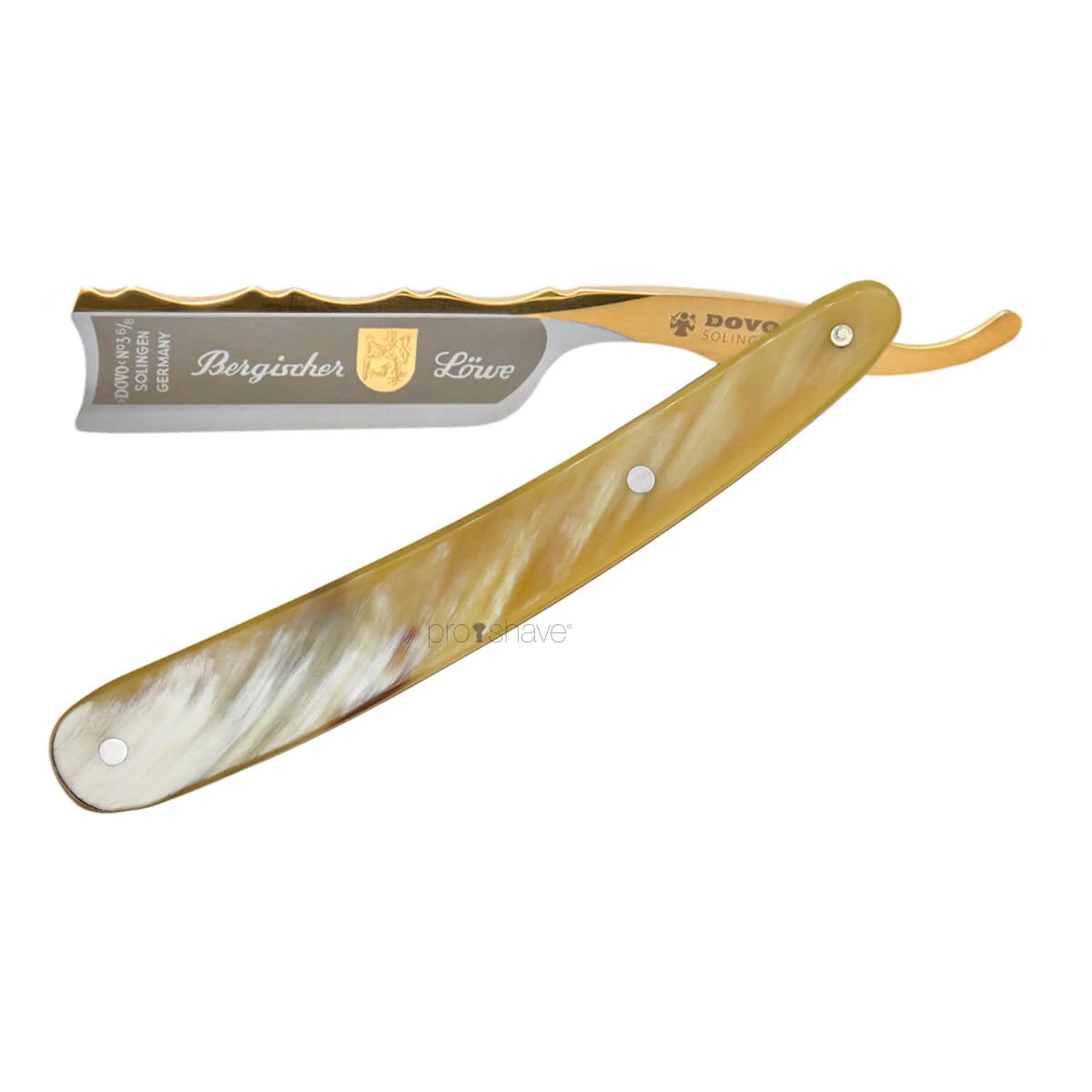 Rakkniv 6/8, spansk spets, Bergischer Löwe, Horn