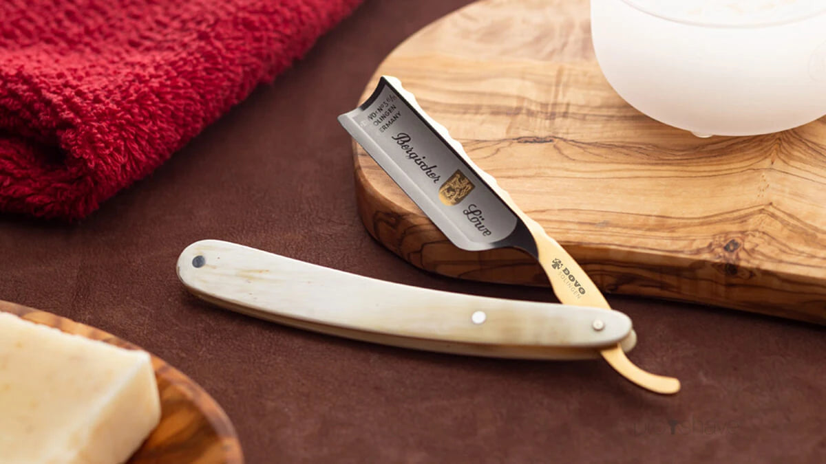 Rakkniv 6/8, spansk spets, Bergischer Löwe, Horn