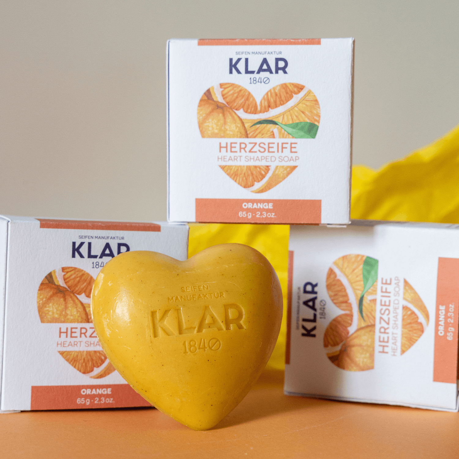 Hjärtformad tvål, Orange, 65 gr.