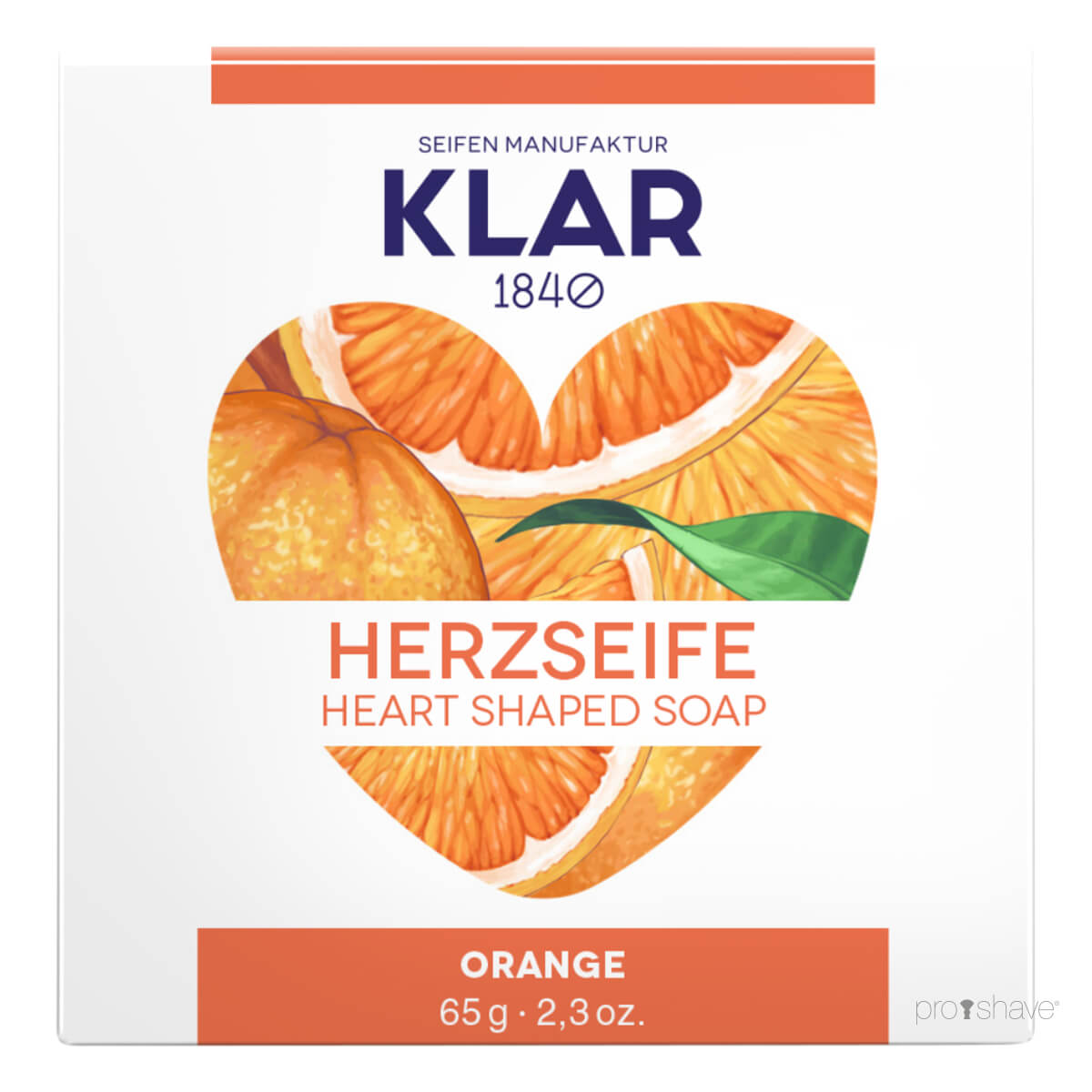 Hjärtformad tvål, Orange, 65 gr.