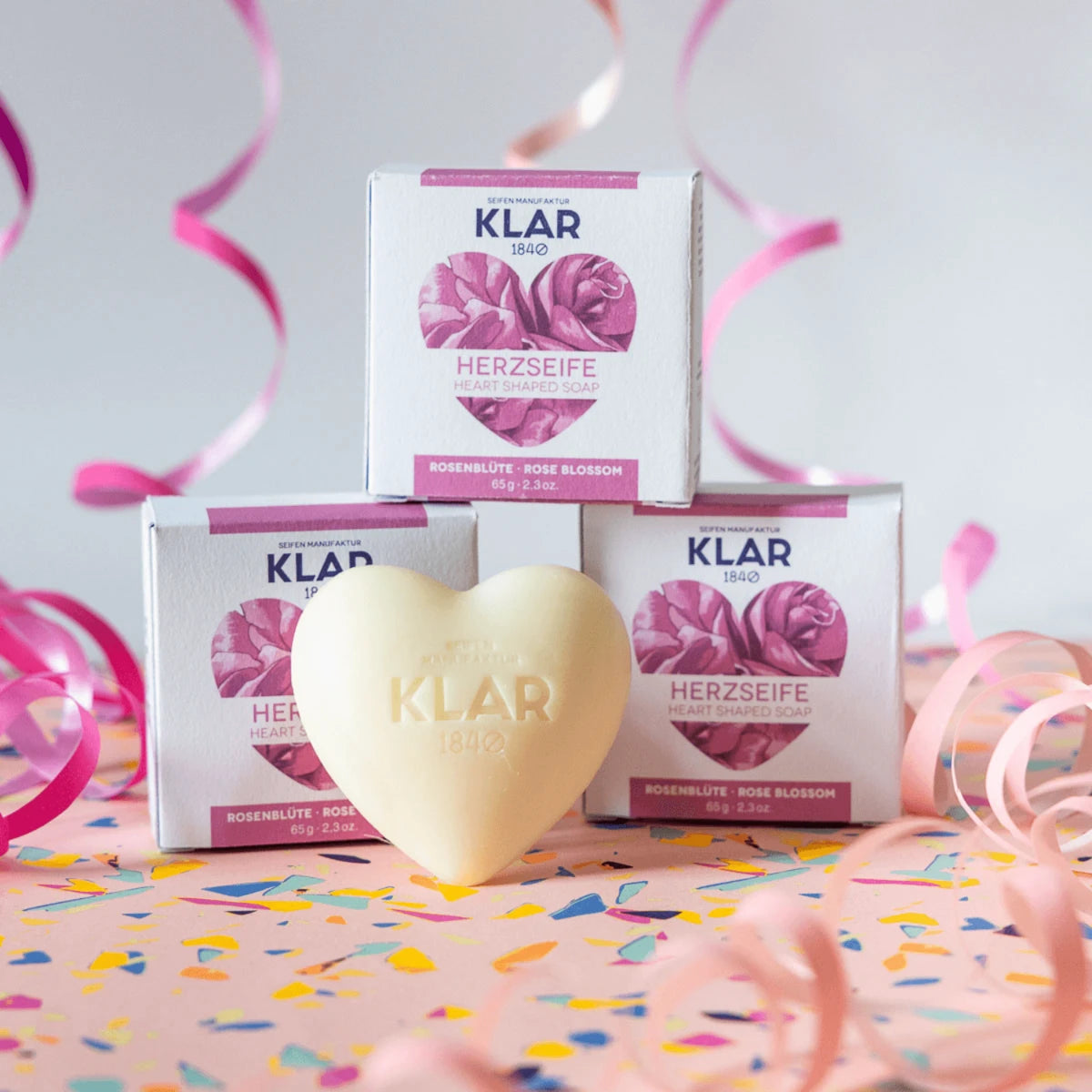Hjärtformad tvål, Rose, 65 gr.
