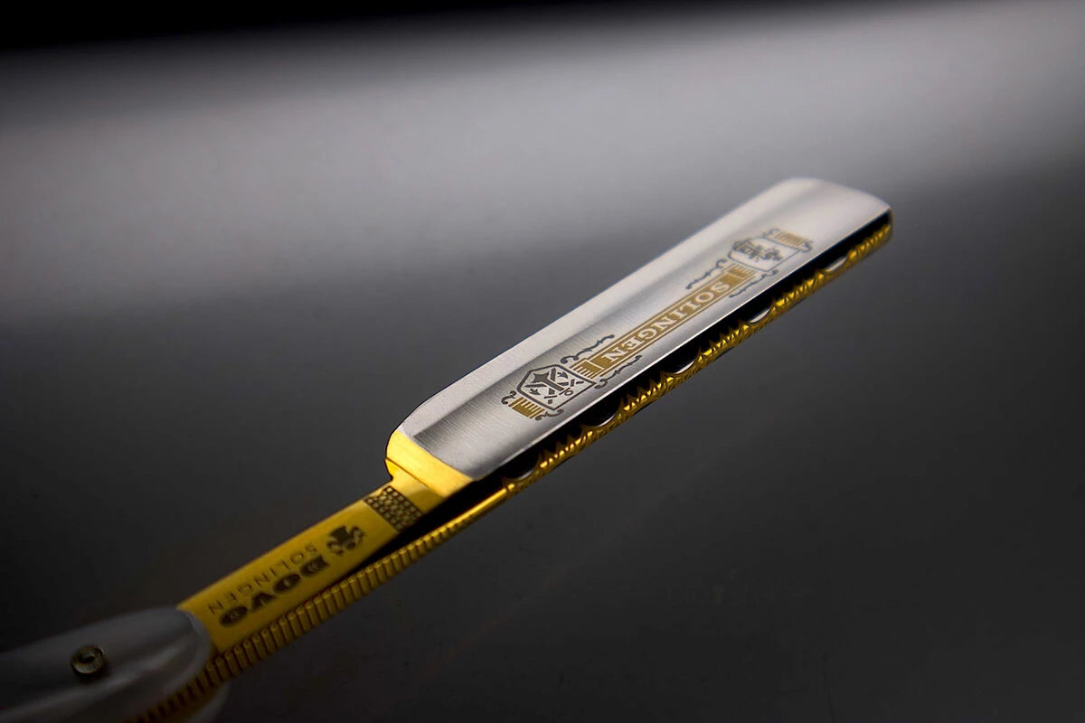 Rakkniv 5/8, rund näsa, Solingen, pärlemor