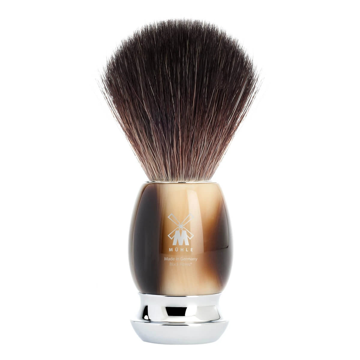 Rakborste i svart fiber, 21 mm, Vivo, brunt horn