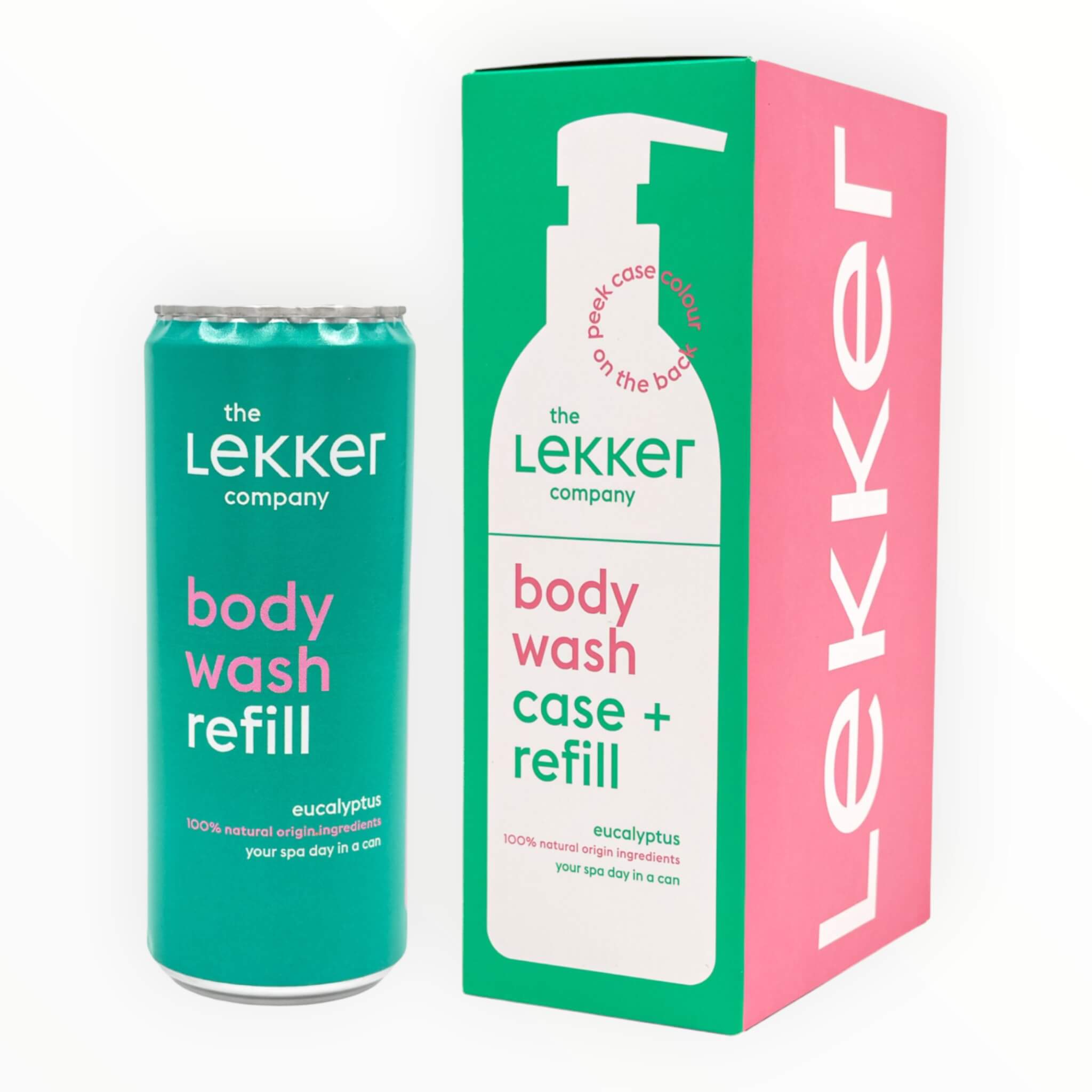 Duschgel-förpackning + påfyllning, eukalyptus, 330 ml.