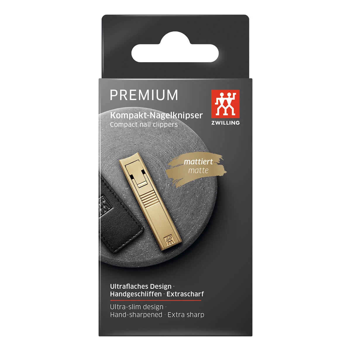 Nagelklippare i läderfodral, Guld