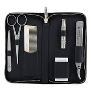 Beard & Grooming Set med 6 delar, svart läder