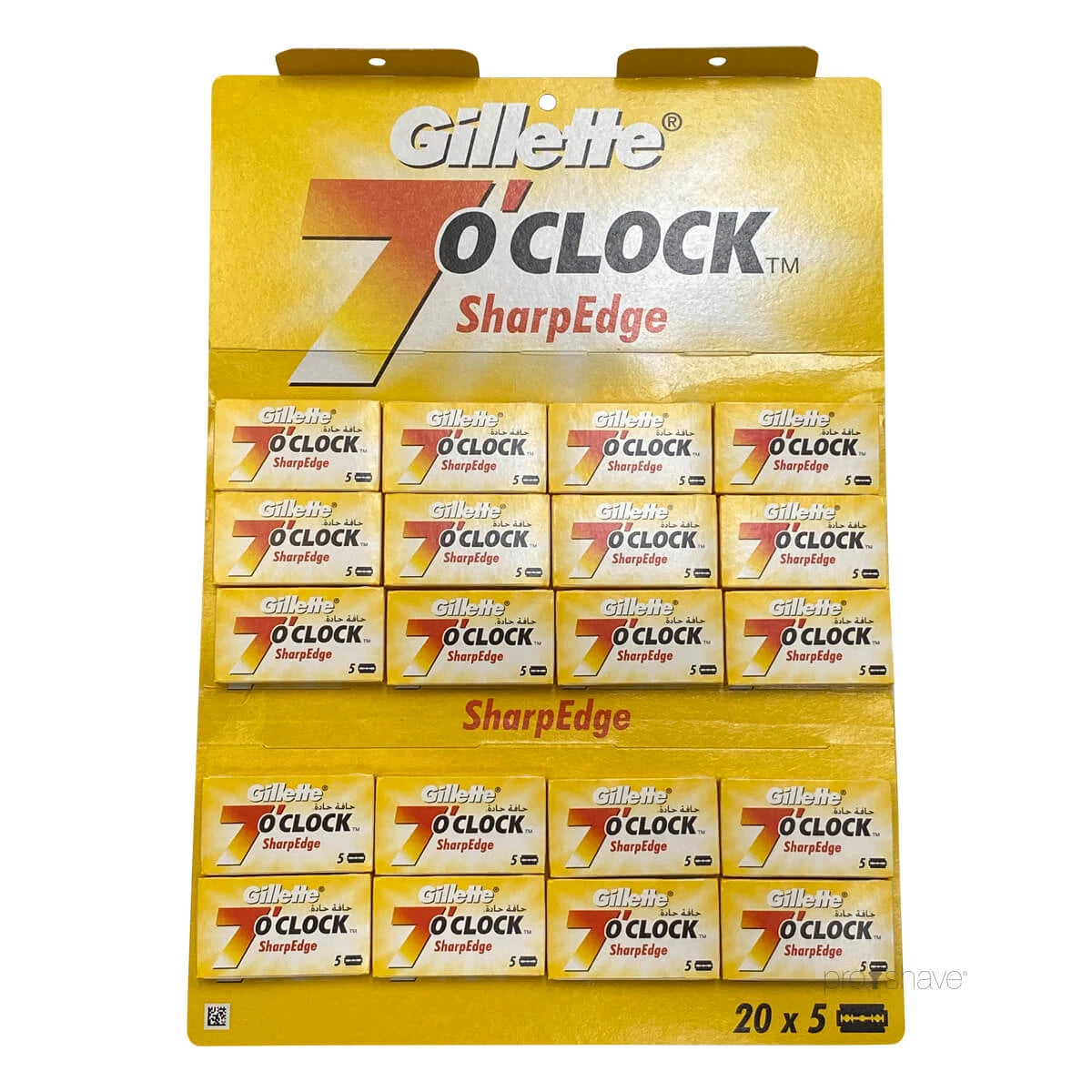 7 O'Clock SharpEdge Rakblad, Gul, 1 st, 20x5 st (100 st)