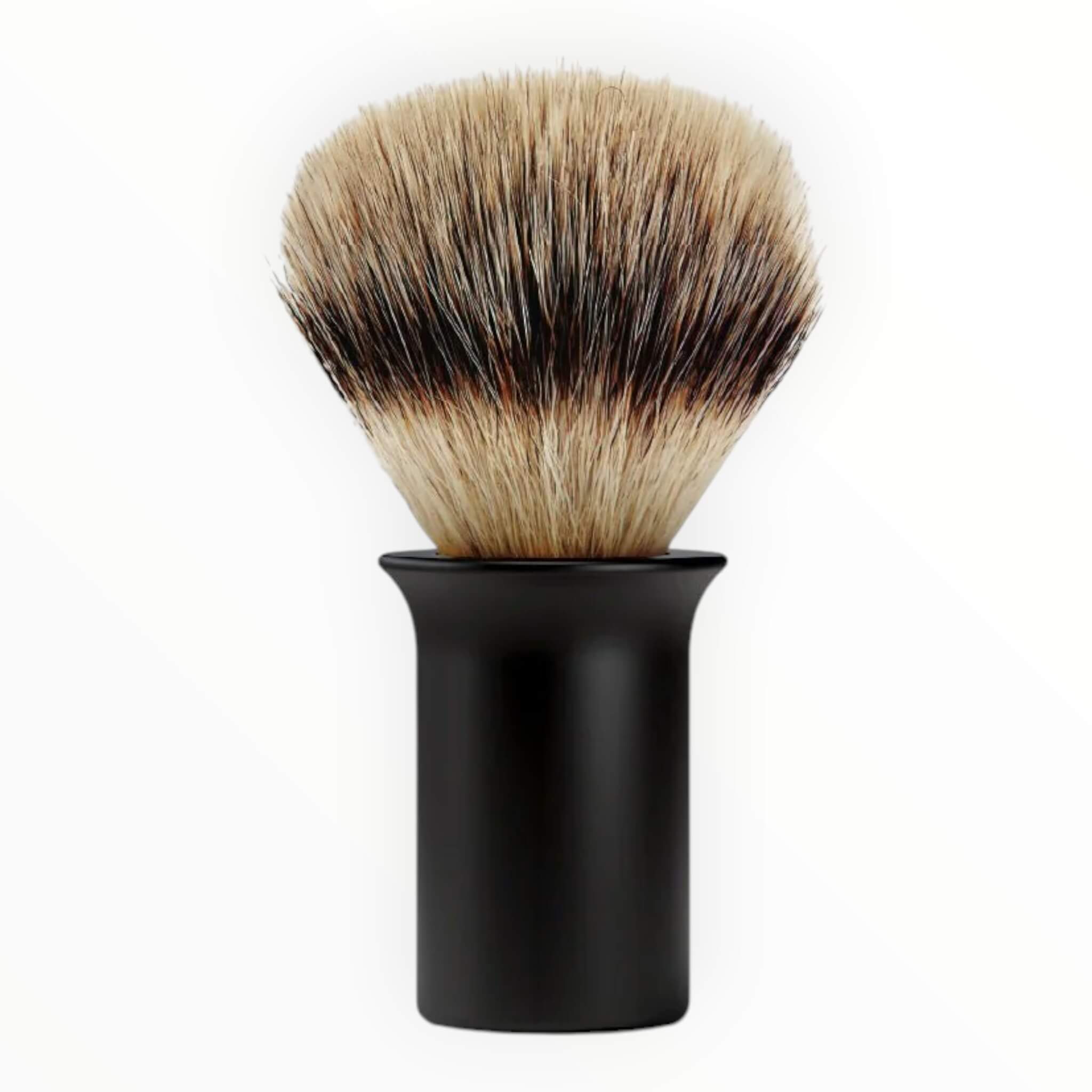 Rakborste, syntetisk silvertip, matt svart