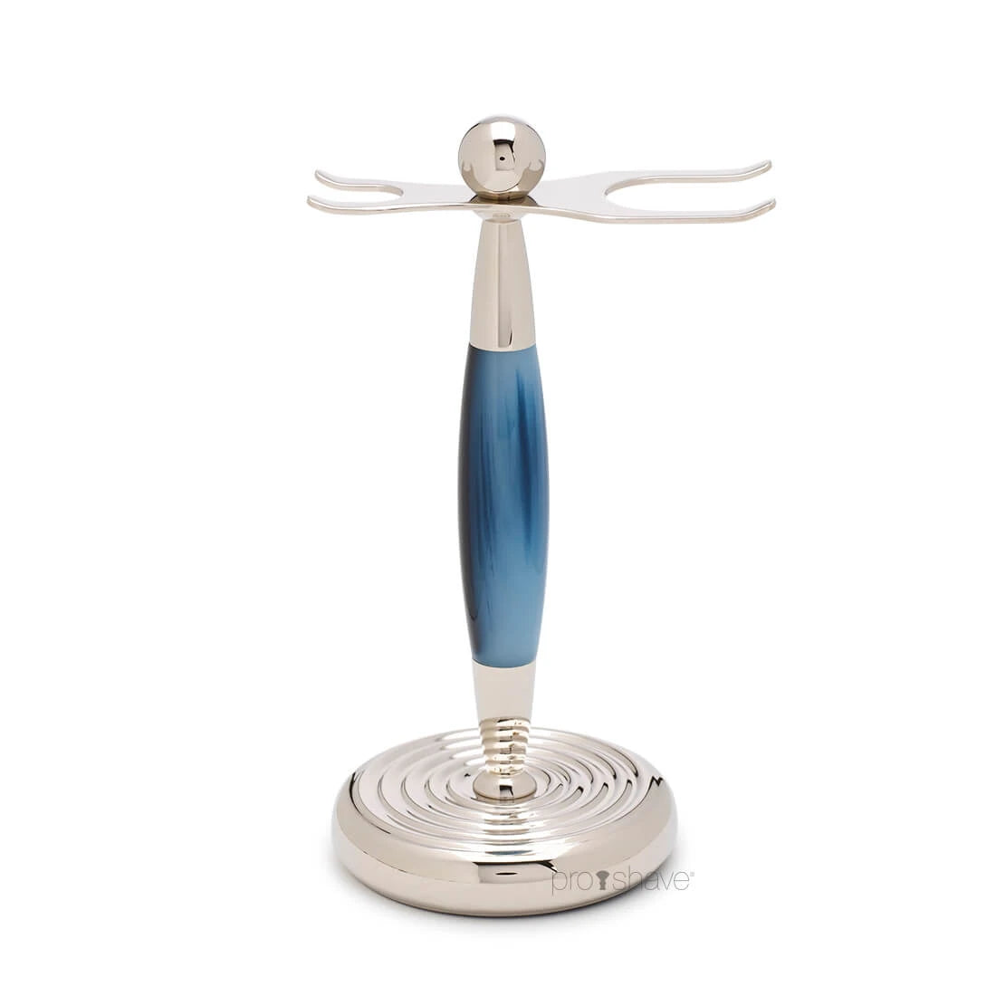 Rakset med Fusion Rakhyvel, Badger Borste och Hållare, Edwardian, Faux Blue Opal