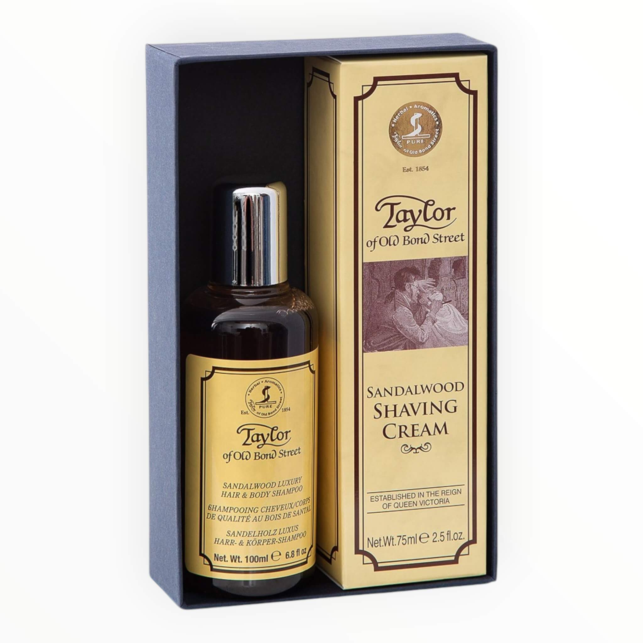 Presentförpackning med Rakkräm och Hair & Body Shampoo, Sandalwood