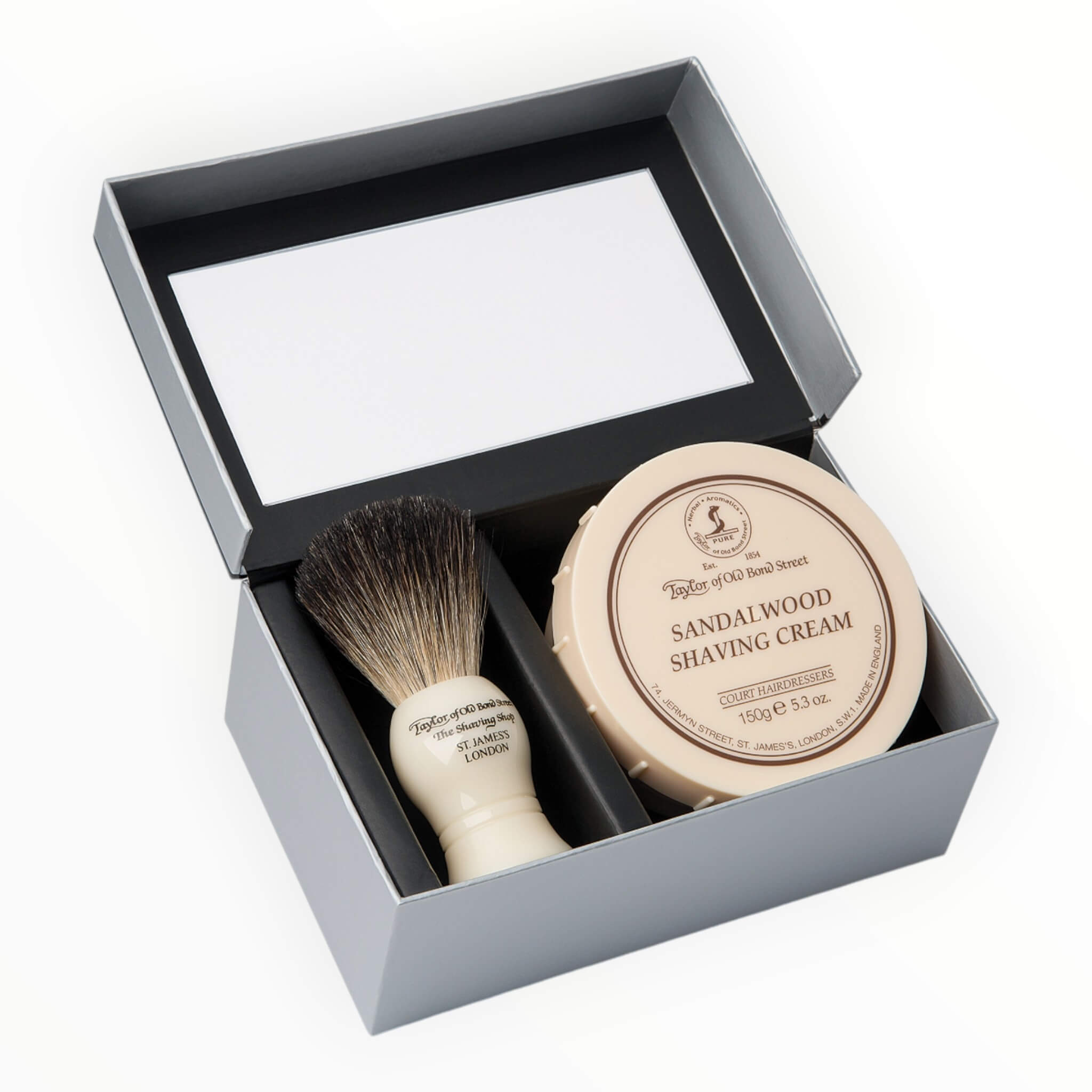 Presentask med Rakborste av Pure Badger och Rakkräm, Sandalwood
