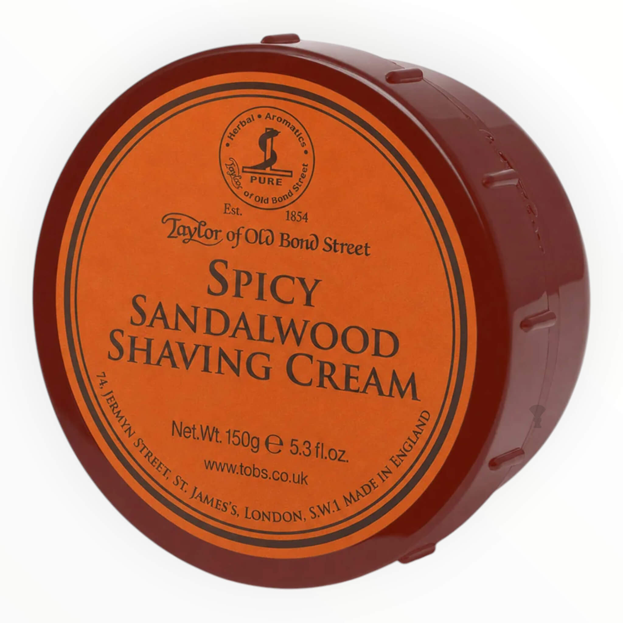 Taylor Of Old Bond Street rakkräm, kryddig sandelträ, 150 g.