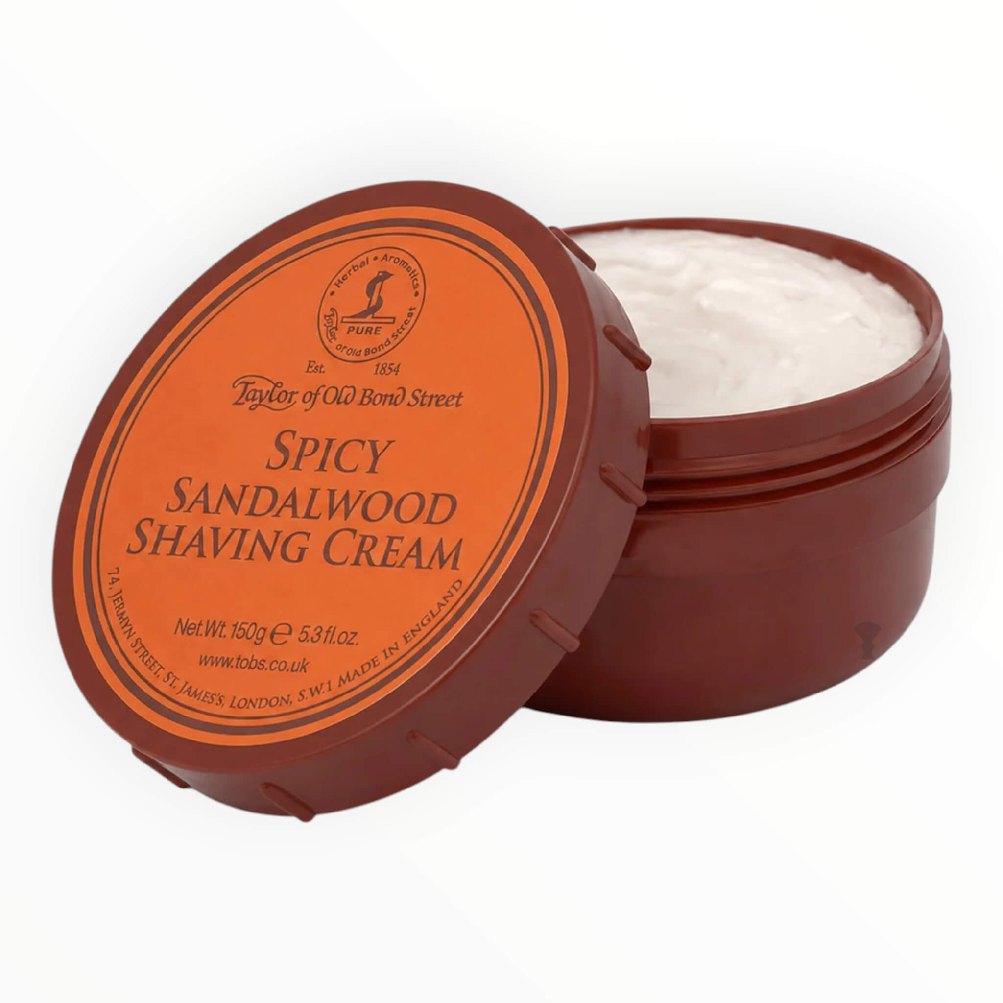 Taylor Of Old Bond Street rakkräm, kryddig sandelträ, 150 g.