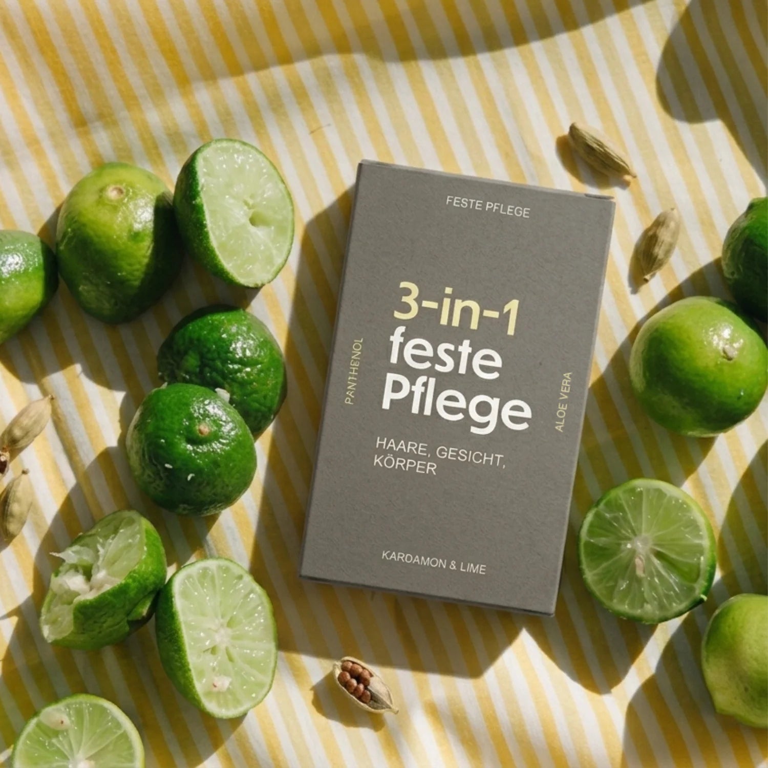 3-i-1-tvål för hår, ansikte och kropp, kardemumma och lime, 100 g.
