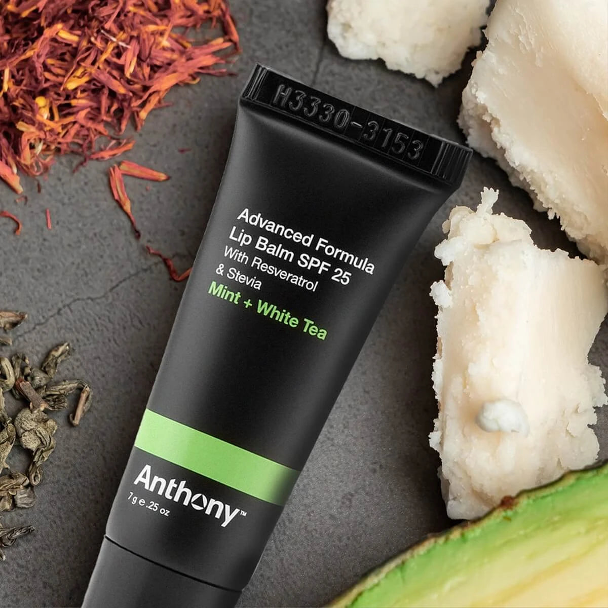 Läppbalsam, Mint & Vitt Te SPF 25, 7 gr.