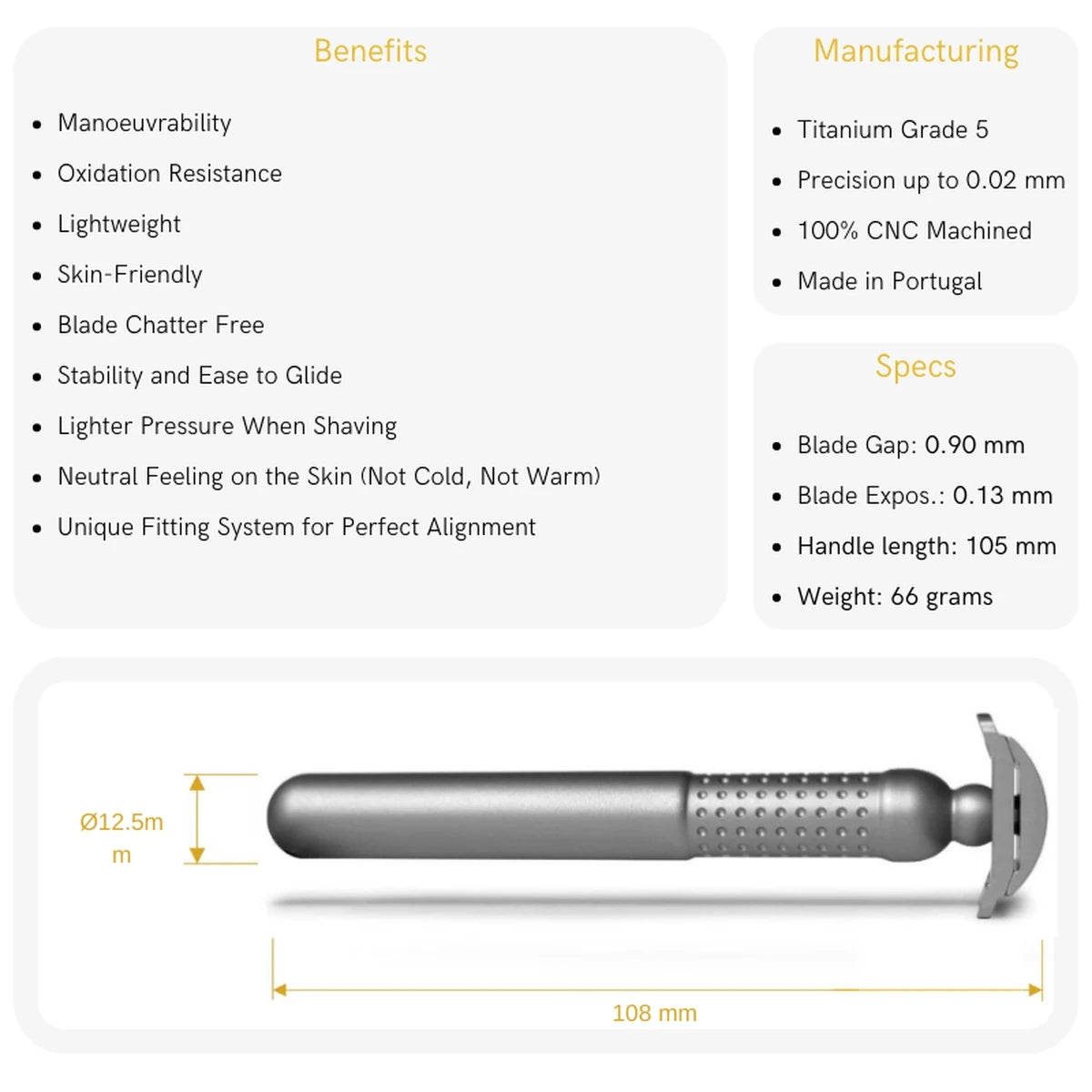 Masamune Nodachi Säkerhetshyvel, öppen kam, titan