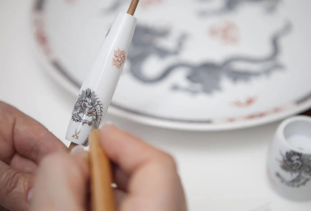 Meissen Porcelain Rakset med Säkerhetshyvel, Silvertip Rakborste och Skraphållare, Porslin