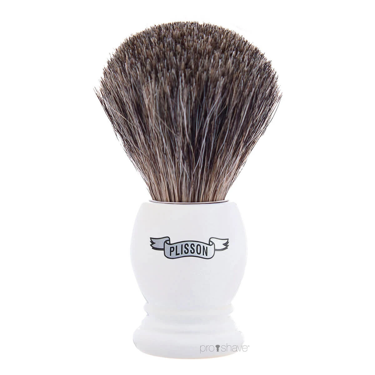 Startset med Rakborste av Russian Grey Badger, hållare och porslinsskål med Raktvål, Vit