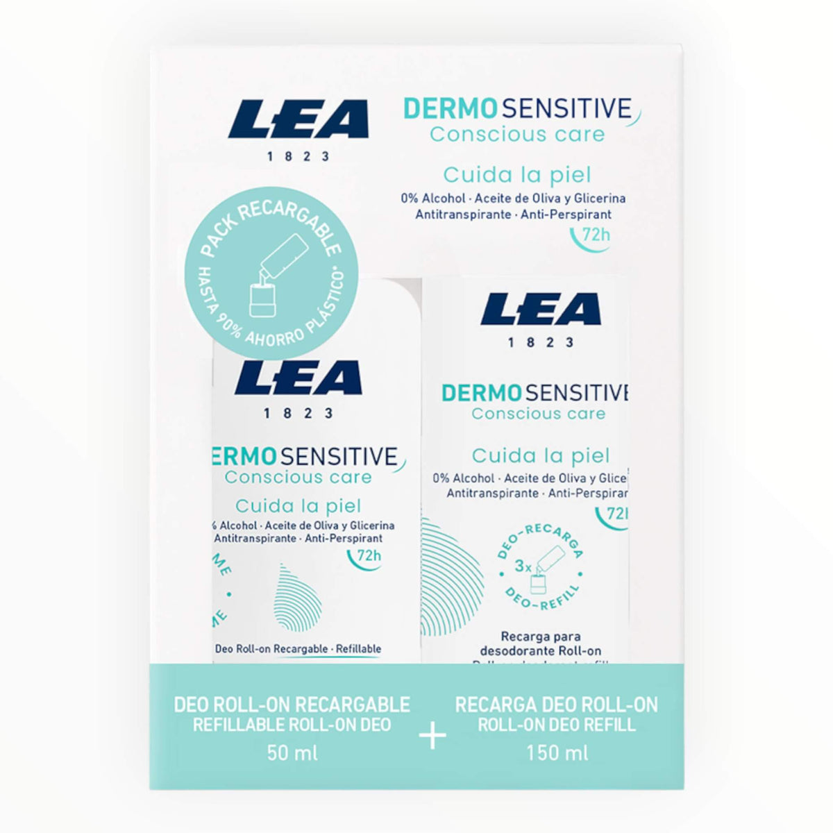 Presentask med påfyllningsbar roll-on-deodorant + påfyllning, Dermo Sensitive