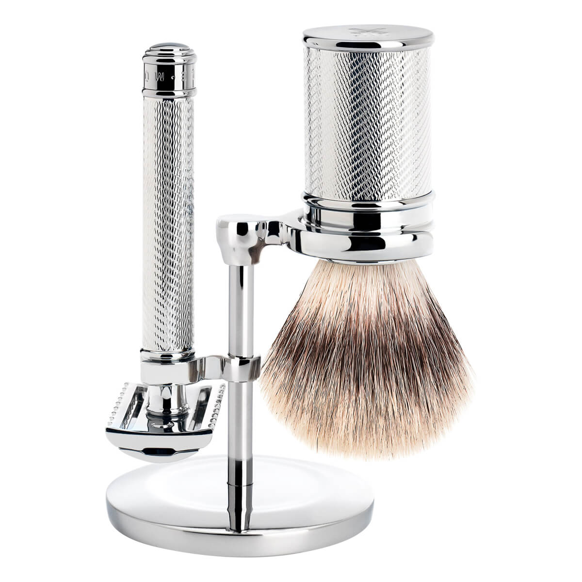 Rakset med Säkerhetshyvel (öppen kam), Silvertip Fibre® Rakborste och Hållare, Traditional