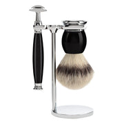 Rakset med Säkerhetshyvel, Silvertip Fibre® Rakborste och Hållare, Sophist, Svart Resin