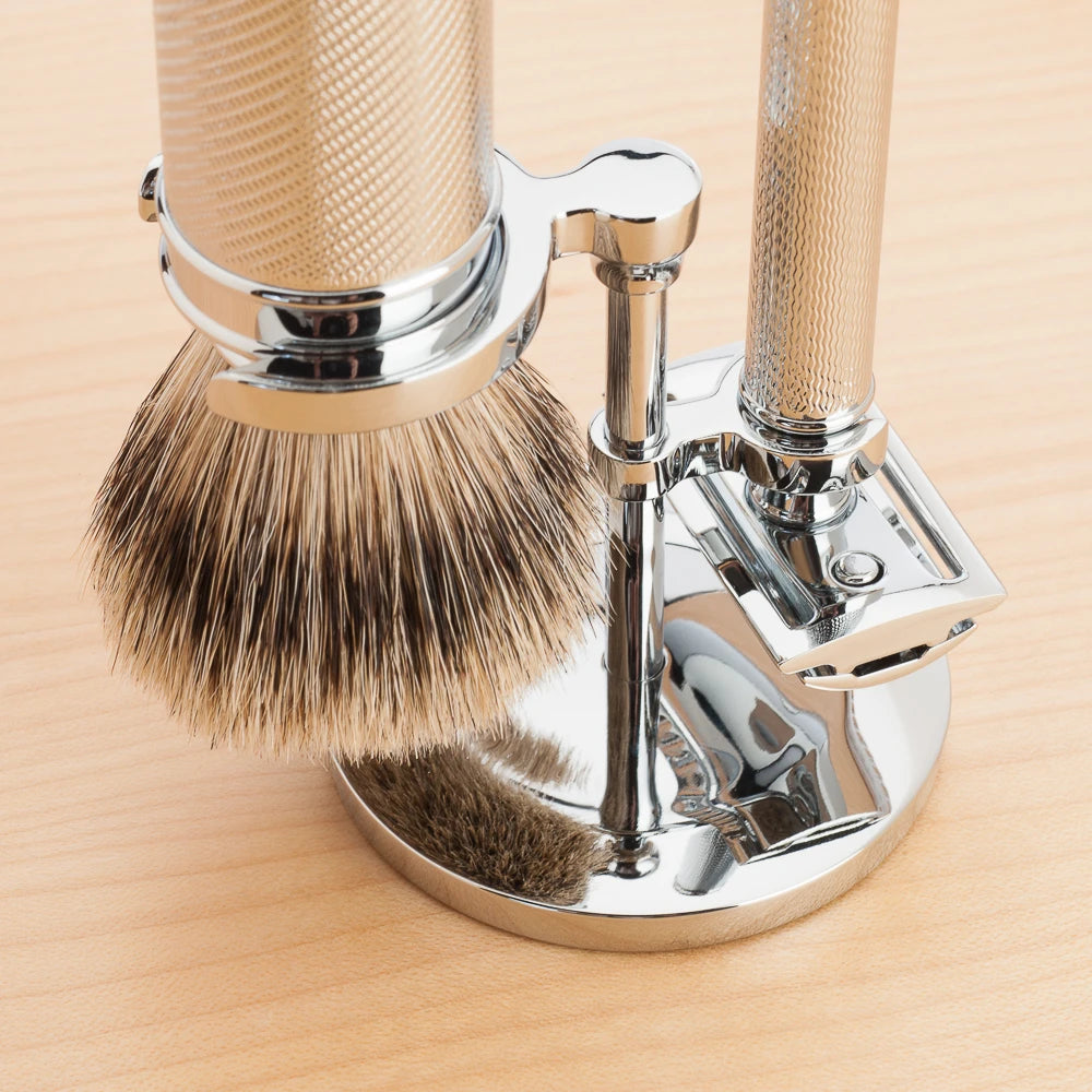 Rakset med Säkerhetshyvel, Rakborste och hållare, Traditional, Rosegold