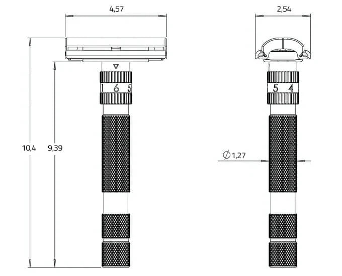 T2 Justerbar Säkerhetshyvel, vitkrom