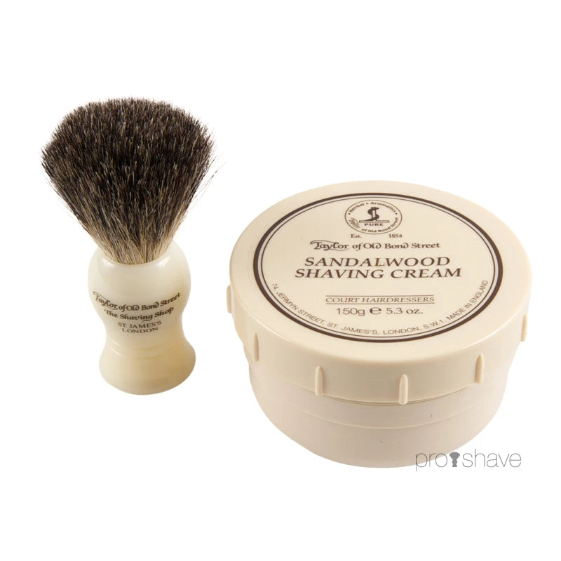 Presentask med Rakborste av Pure Badger och Rakkräm, Sandalwood