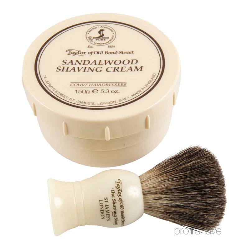 Presentask med Rakborste av Pure Badger och Rakkräm, Sandalwood