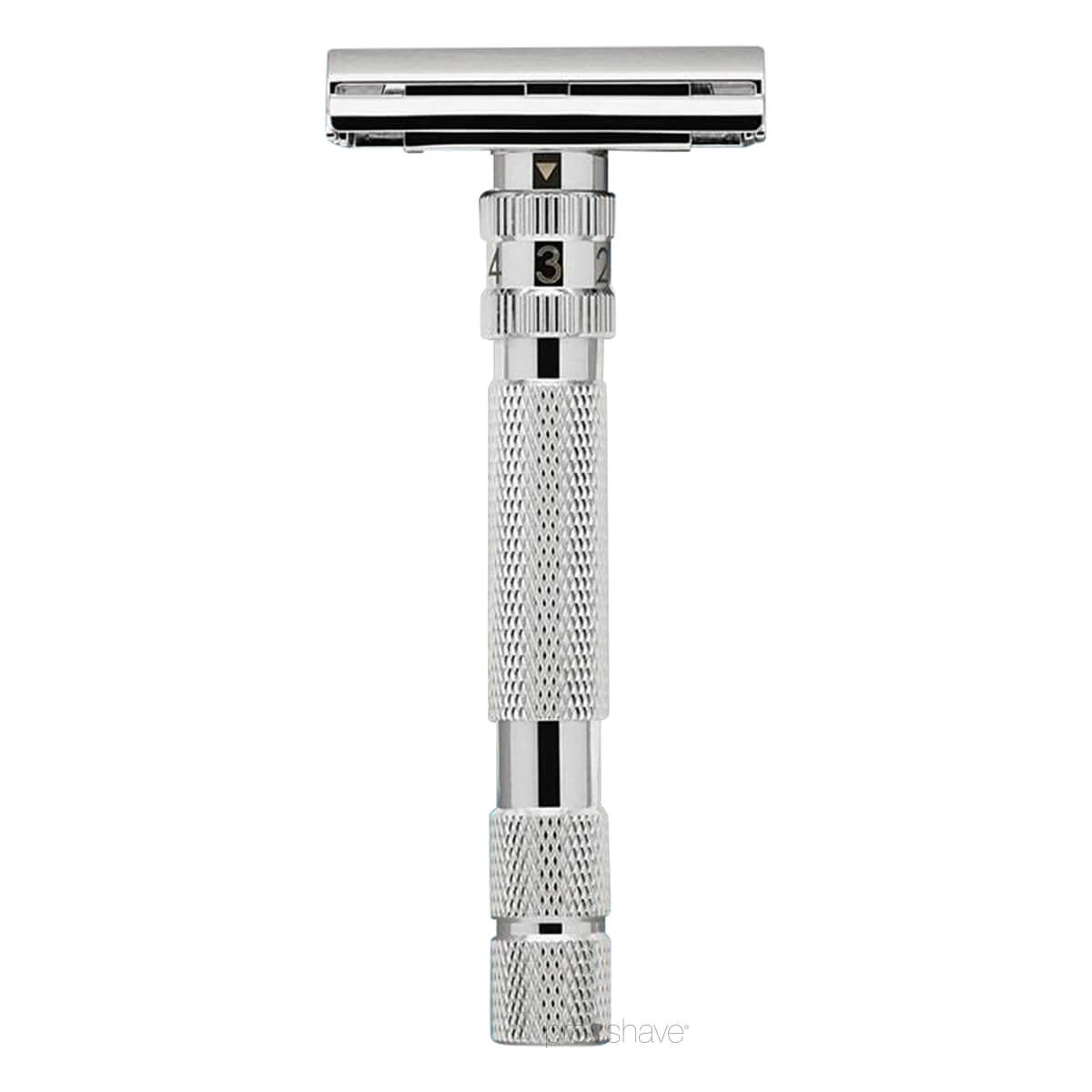 Modell T Justerbar Säkerhetshyvel, vit krom