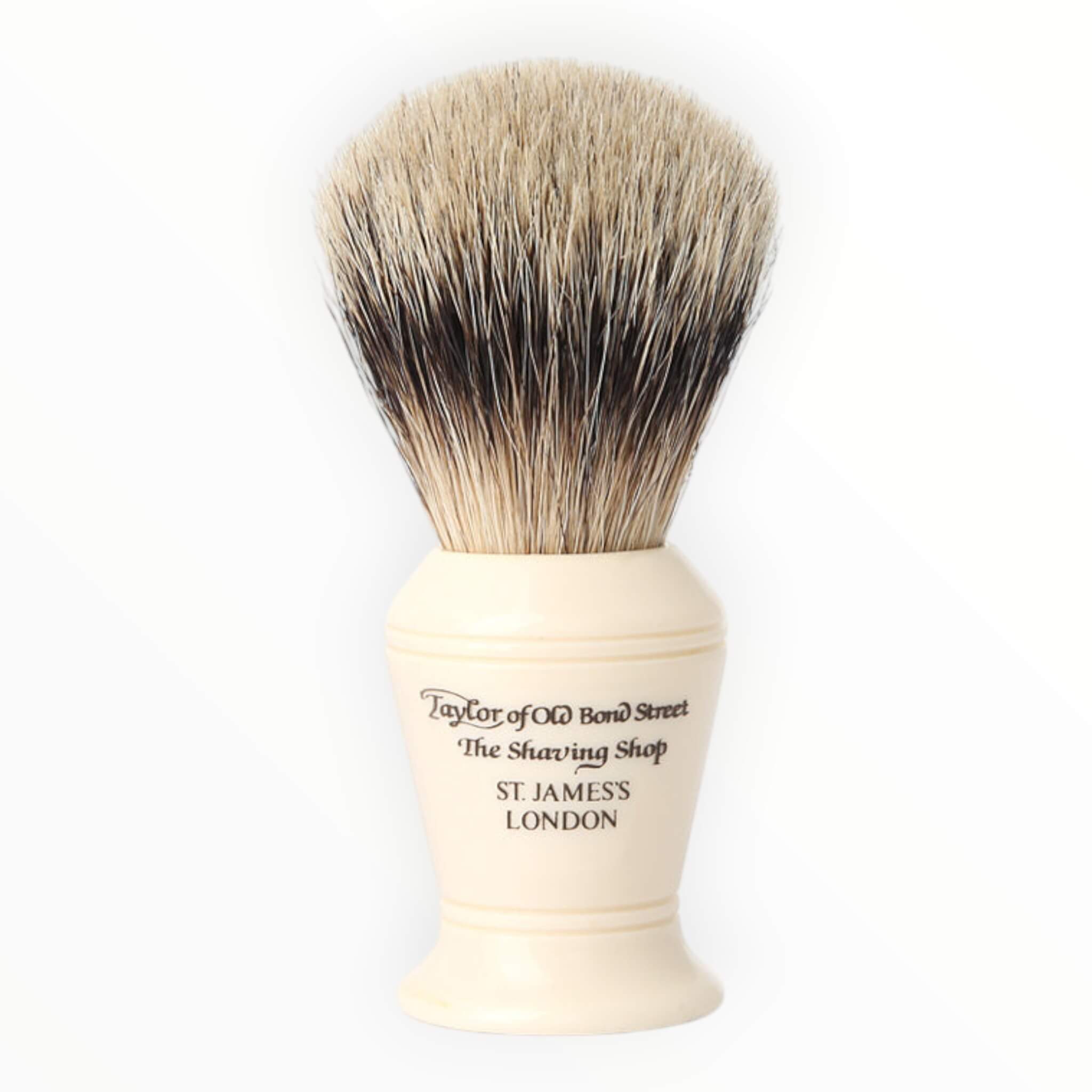 Rakborste, Super Badger, 9 cm, 17 mm. knopp, Elfenben